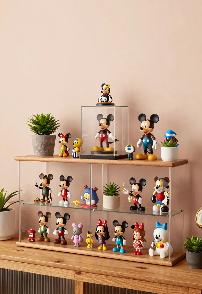 17 Disney Bedroom Ideas for Adults Nostalgic Chic Style - 3. Disney Collectibles Display 1