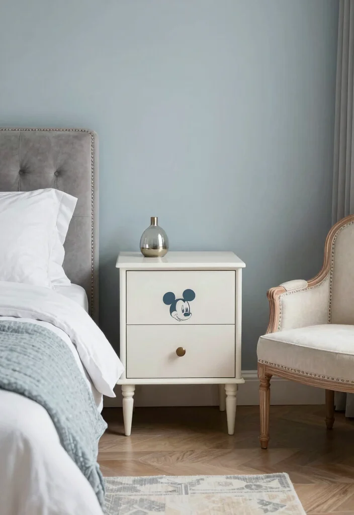 17 Disney Bedroom Ideas for Adults Nostalgic Chic Style - 6. Disney-themed Accent Furniture 1