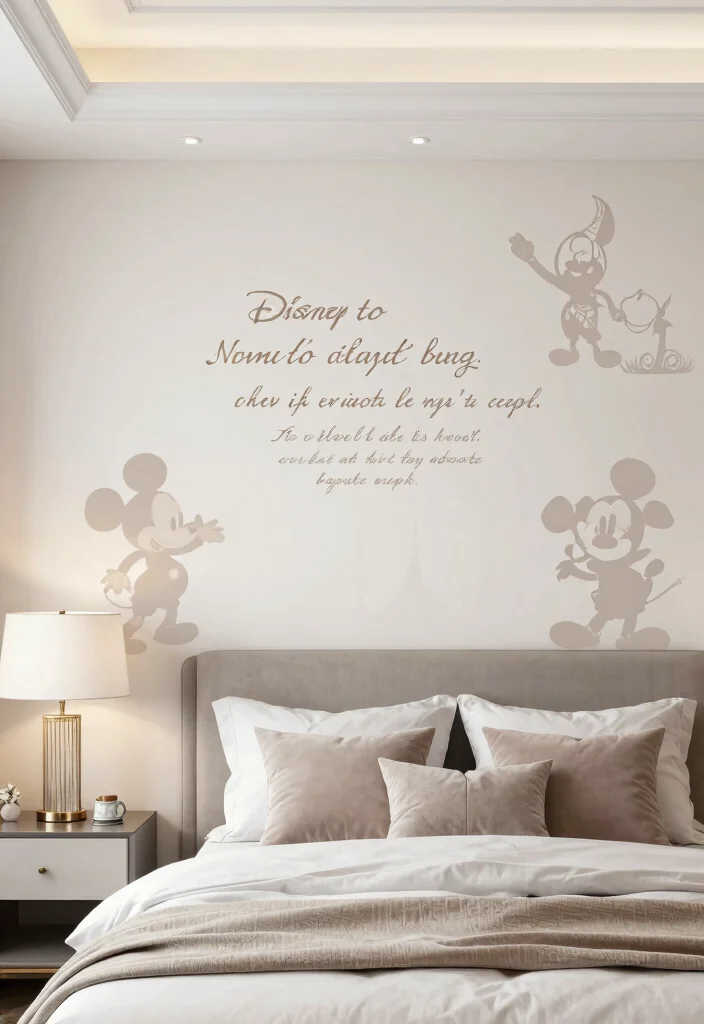 17 Disney Bedroom Ideas for Adults Nostalgic Chic Style - 7. Disney-themed Wall Decals 1