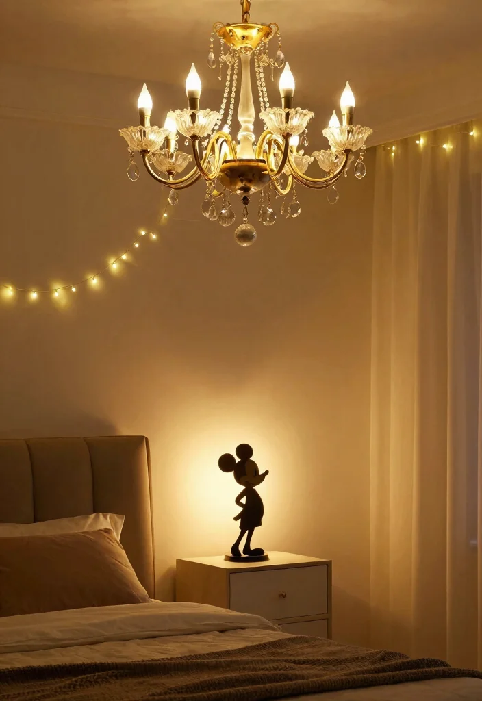 17 Disney Bedroom Ideas for Adults Nostalgic Chic Style - 8. Magical Lighting Fixtures 1