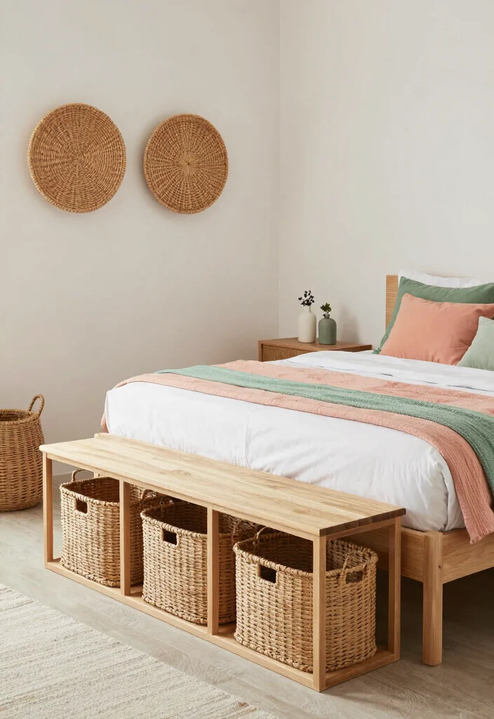17 Peach and Green Bedroom Ideas Fresh Warm Balance - 14. Practical Storage Solutions 1