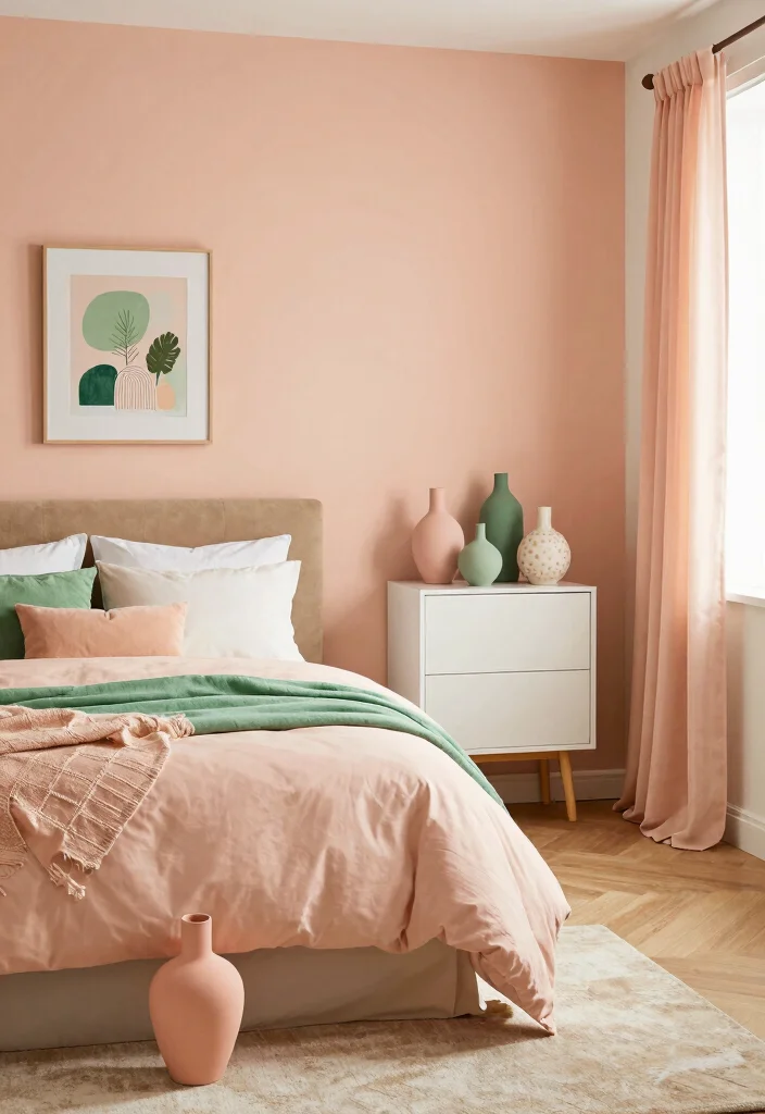 17 Peach and Green Bedroom Ideas Fresh Warm Balance - 17. Final Flourishes 1