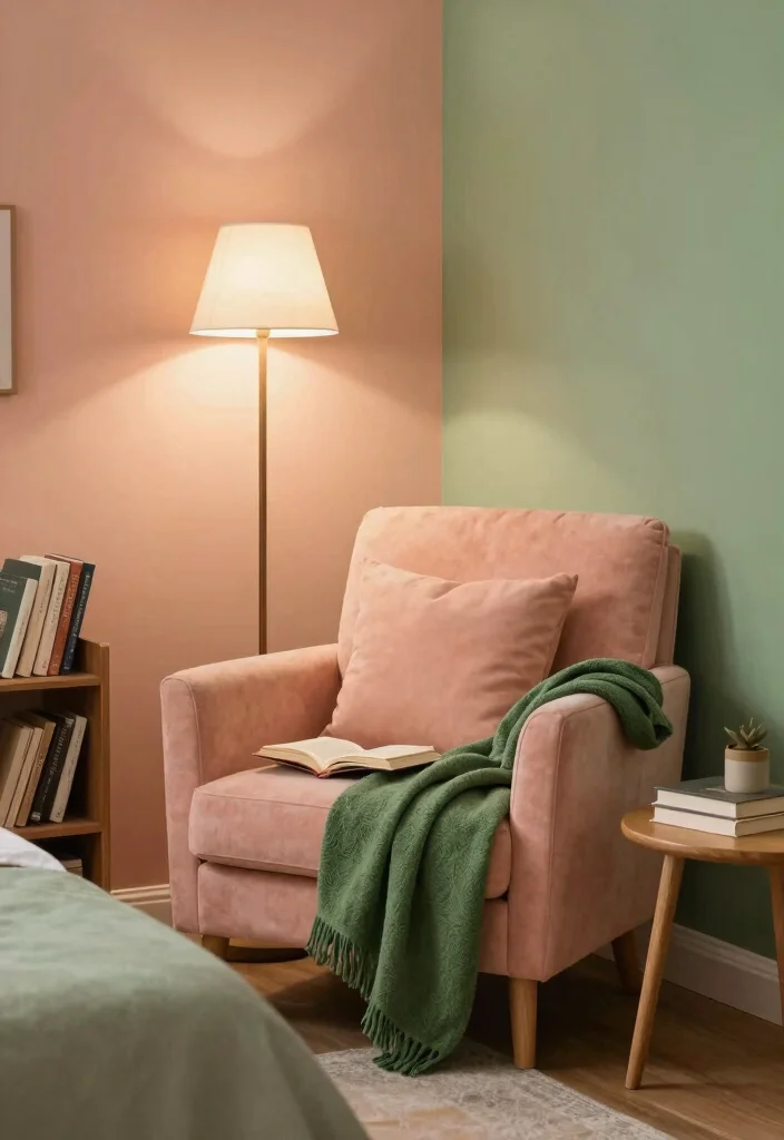17 Peach and Green Bedroom Ideas Fresh Warm Balance - 7. Cozy Reading Nook 1