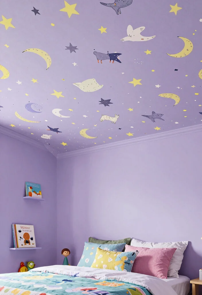 17 Wallpaper on Ceiling Bedroom Ideas: Bold Design Statement - 5. Whimsical Illustrations 1