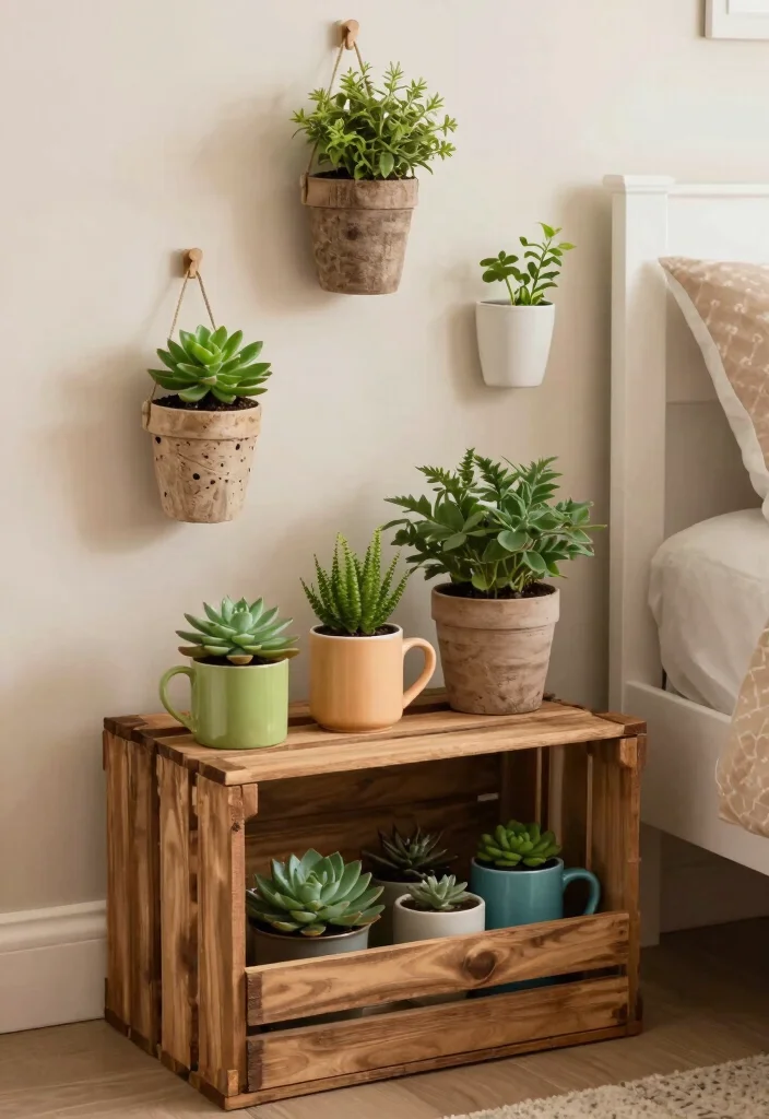 18 Bedroom Ideas With Plants Fresh Calm Aesthetic - 11. Repurposed Plant Holders 1