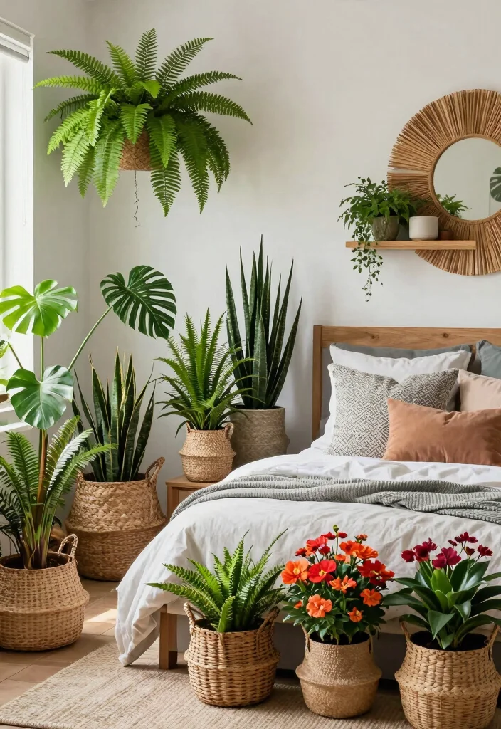 18 Bedroom Ideas With Plants Fresh Calm Aesthetic - 12. Layered Plant Textures 1