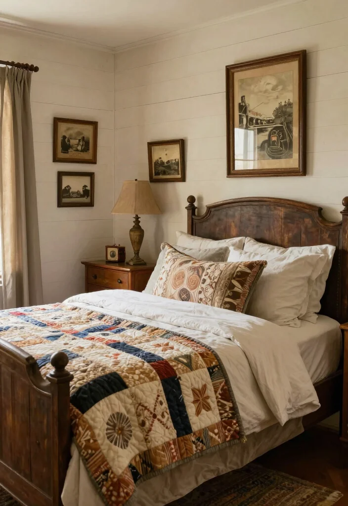 18 Bedroom Shiplap Accent Wall Ideas: Farmhouse Modern Blend - 13. Farmhouse-Style Shiplap with Vintage Accents 1