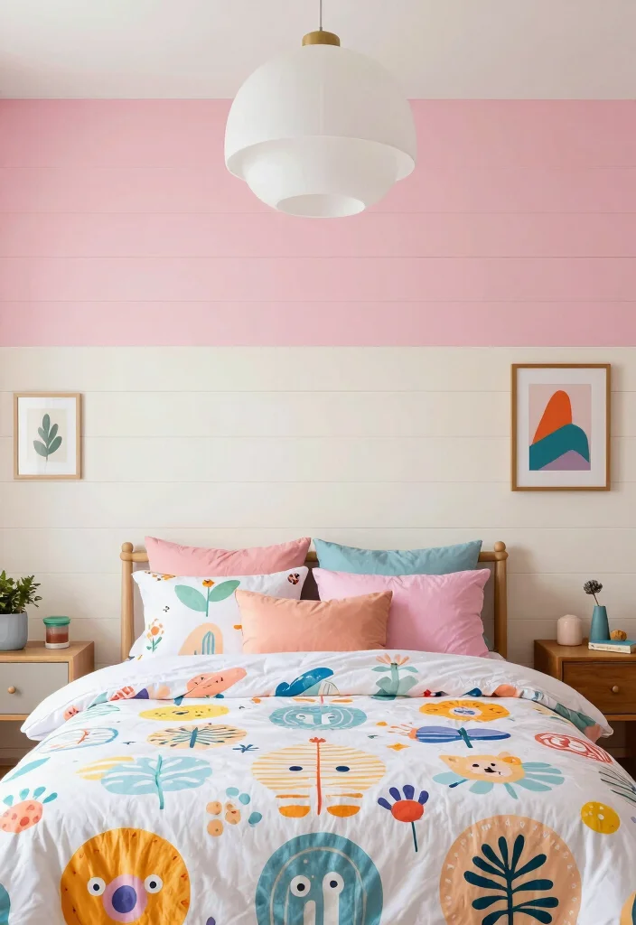 18 Bedroom Shiplap Accent Wall Ideas: Farmhouse Modern Blend - 4. Color-Blocked Shiplap for a Playful Twist 1