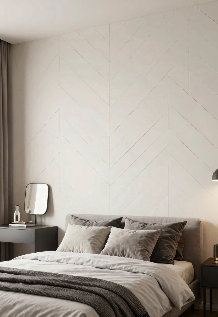 18 Bedroom Shiplap Accent Wall Ideas: Farmhouse Modern Blend - 9. Geometric Shiplap for a Modern Edge 1