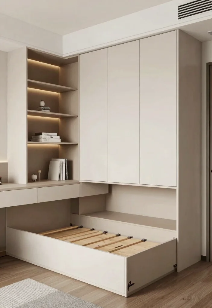 18 Bedroom With Lounge Area Ideas for Hotel Style Comfort - 13. Customized Storage Solutions 1