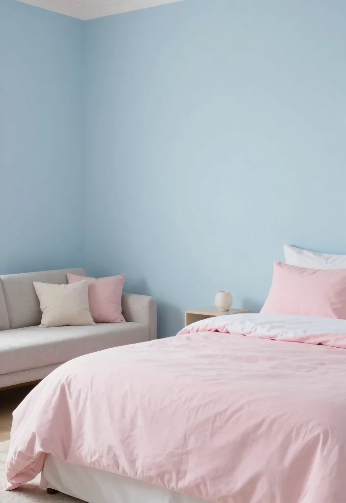 18 Bedroom With Lounge Area Ideas for Hotel Style Comfort - 16. Soft Color Palette 1