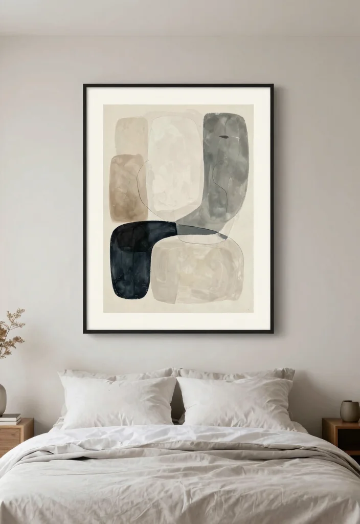 18 Main Bedroom Ideas for a Master Suite Elegant Retreat - 9. Embracing Minimalist Artwork 1