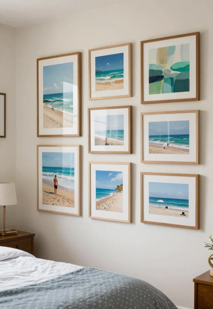 18 Modern Coastal Bedroom Ideas: Breezy Relaxed Luxury - 13. Personal Touches with Artwork 1