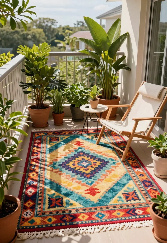 12 Balcony Flooring Ideas for Renters Who Can't Drill or Damage - 3. Outdoor Rugs 1