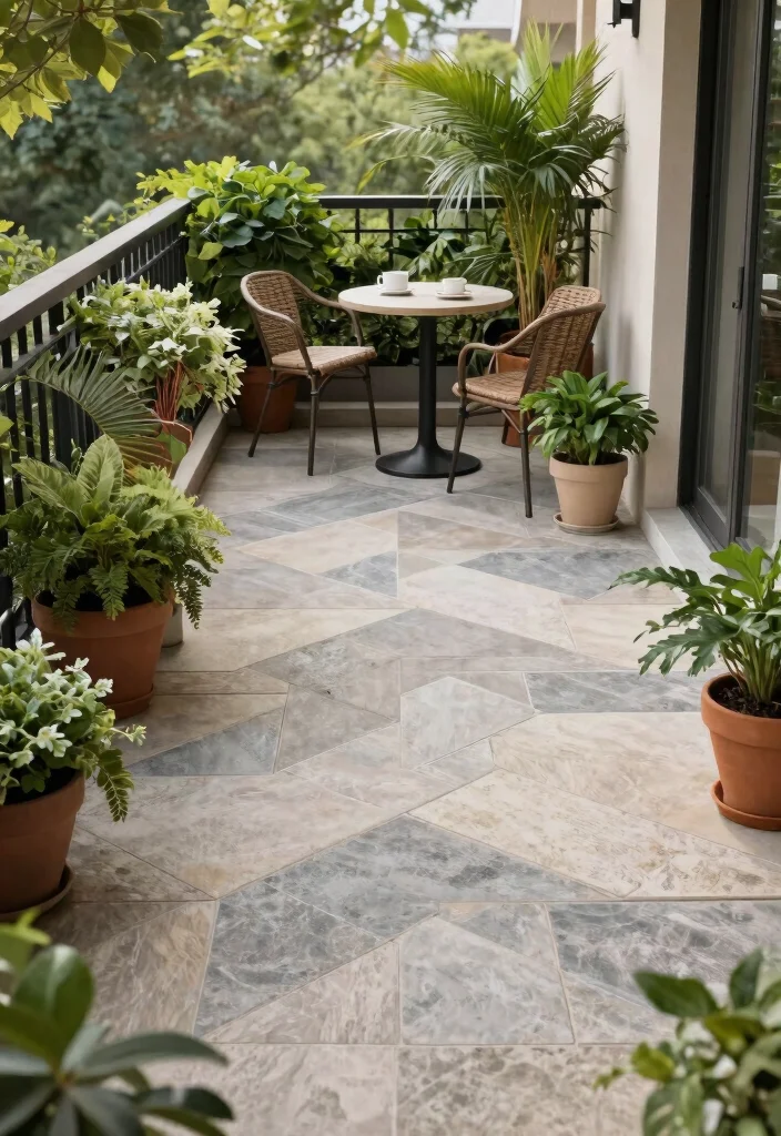 12 Balcony Flooring Ideas for Renters Who Can't Drill or Damage - 6. Stylish Pavers 1