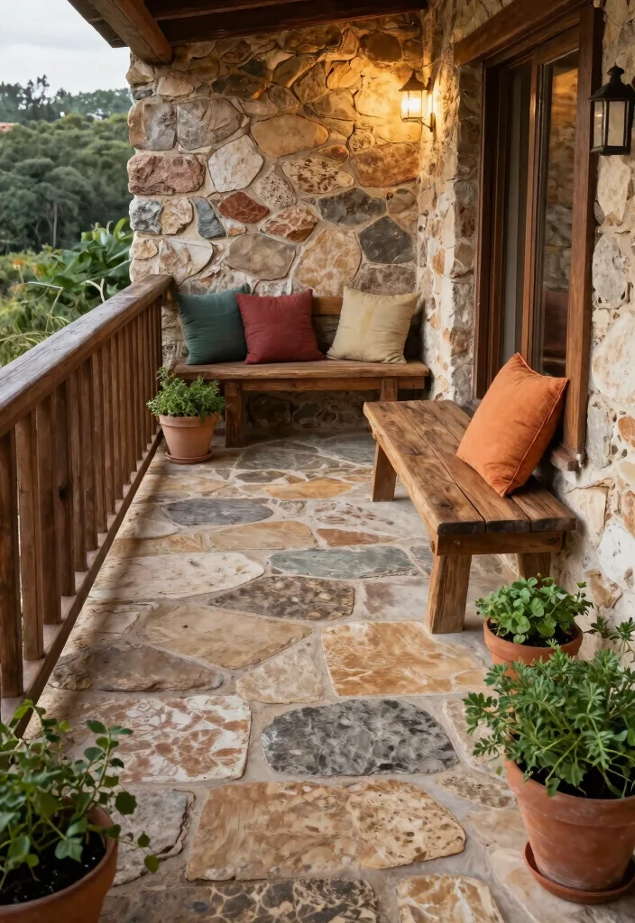 12 Balcony Flooring Ideas for Renters Who Can't Drill or Damage - 7. Natural Stone Slabs 1