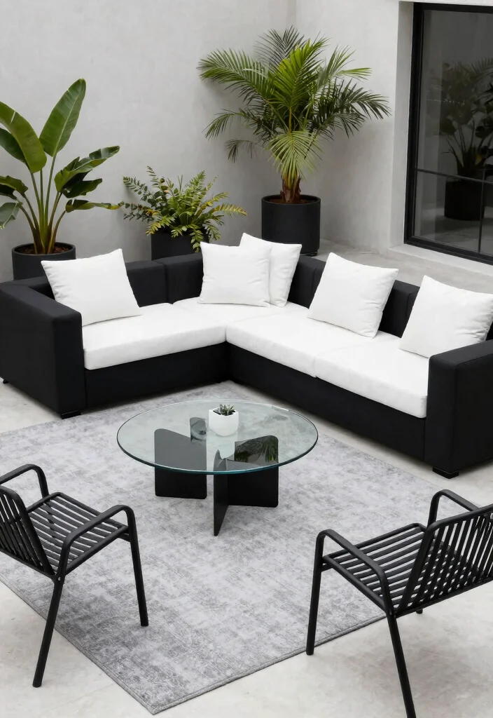 12 Black and White Patio Decor Ideas That Feel Modern Not Stark - 1. Striking Monochrome Furniture 1