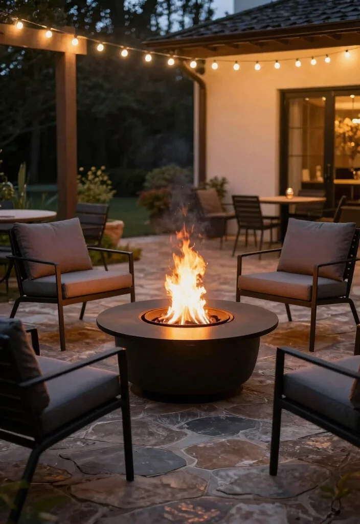 12 Black and White Patio Decor Ideas That Feel Modern Not Stark - 10. Integrating Fire Features 1