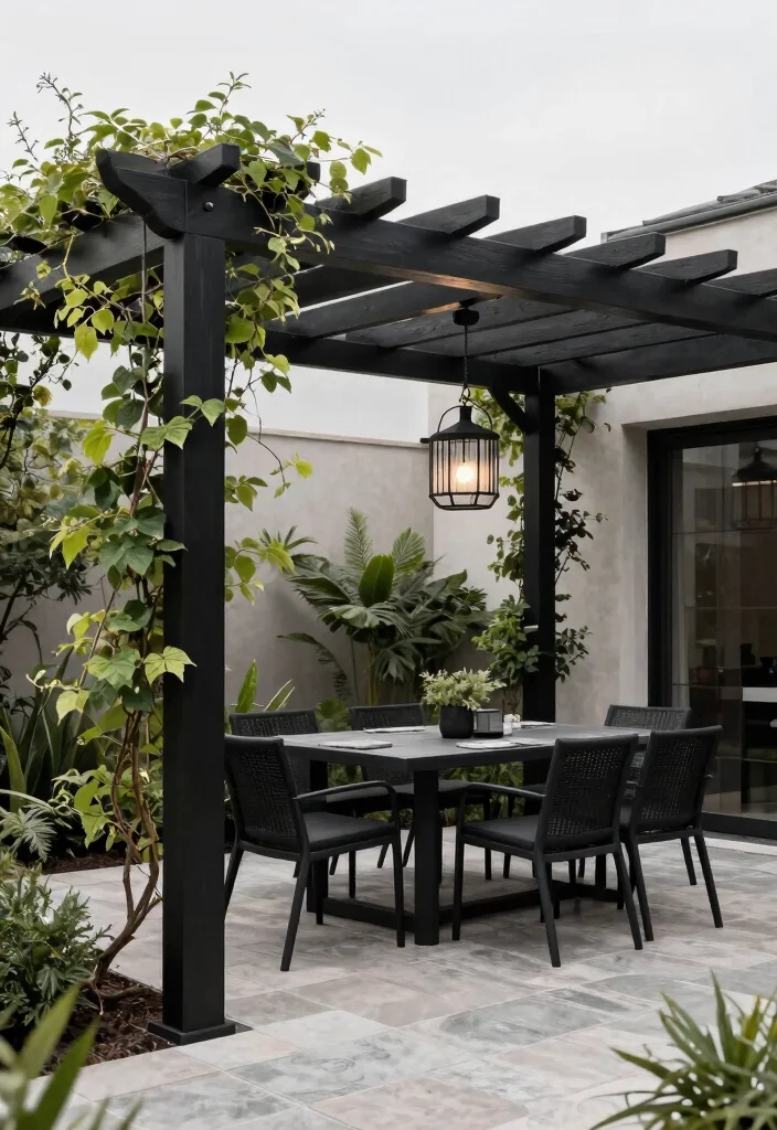 12 Black and White Patio Decor Ideas That Feel Modern Not Stark - 11. Modern Pergolas for Shade 1