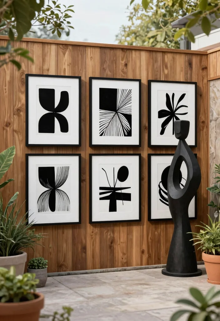 12 Black and White Patio Decor Ideas That Feel Modern Not Stark - 7. Unique Black and White Artwork 1
