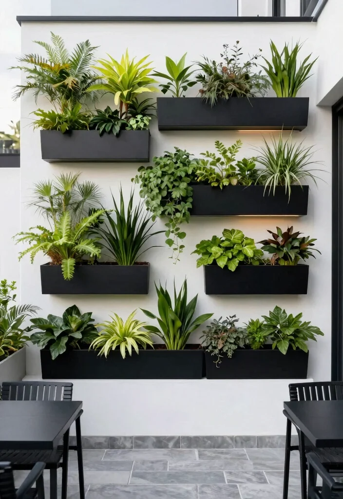 12 Black and White Patio Decor Ideas That Feel Modern Not Stark - 9. Creative Vertical Gardens 1