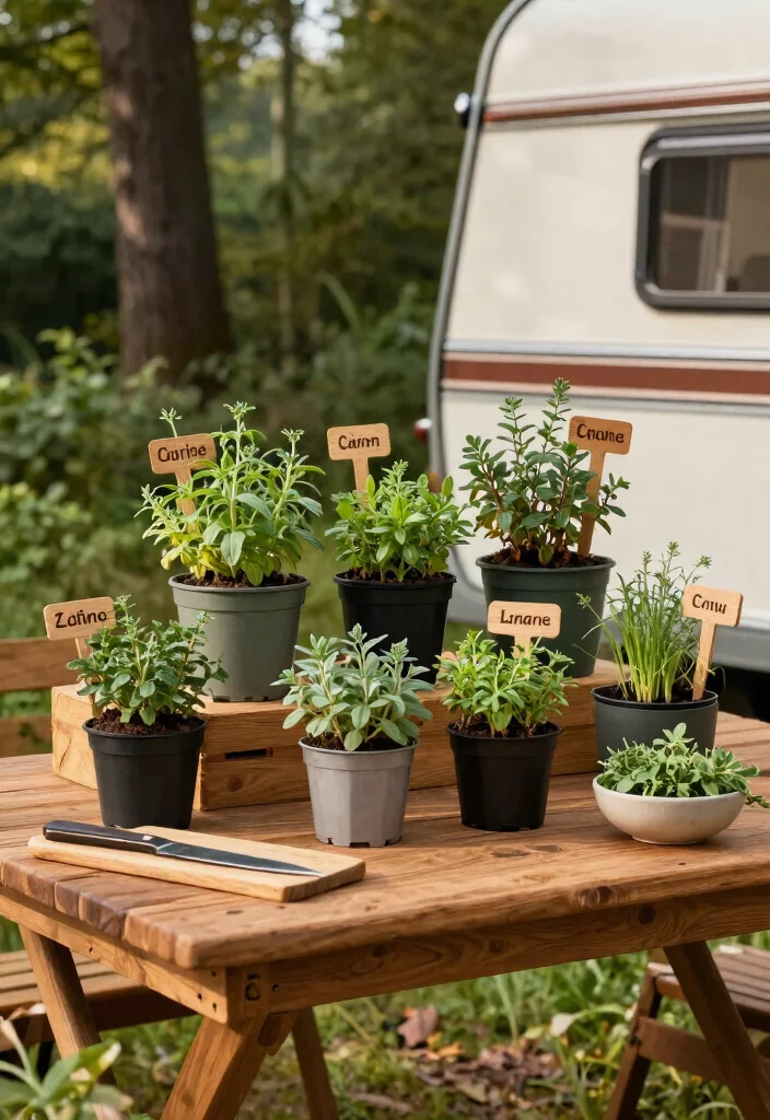 12 Camper Outdoor Arrangement Ideas That Fit in One Storage Bin - 2. Portable Herb Garden 1