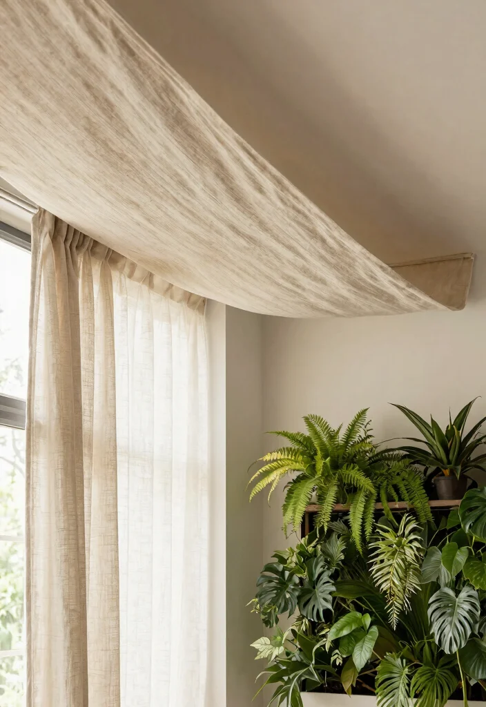 12 Ceiling Mounted Curtains That Make Low Rooms Feel Taller - 12. Eco-friendly Curtain Options for Sustainable Living 1