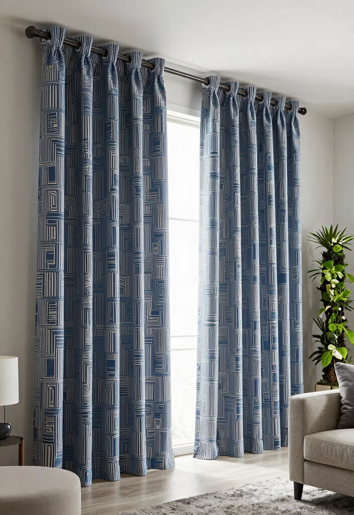12 Ceiling Mounted Curtains That Make Low Rooms Feel Taller - 2. Dramatic Patterns for Visual Impact 1