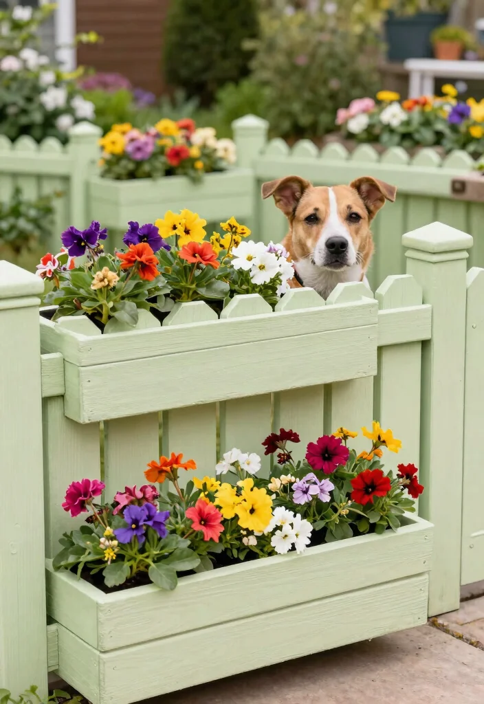 12 Dog Yard Fence Ideas That Keep Diggers In and Out of View - 11. Cute Garden Fencing with Planters 1