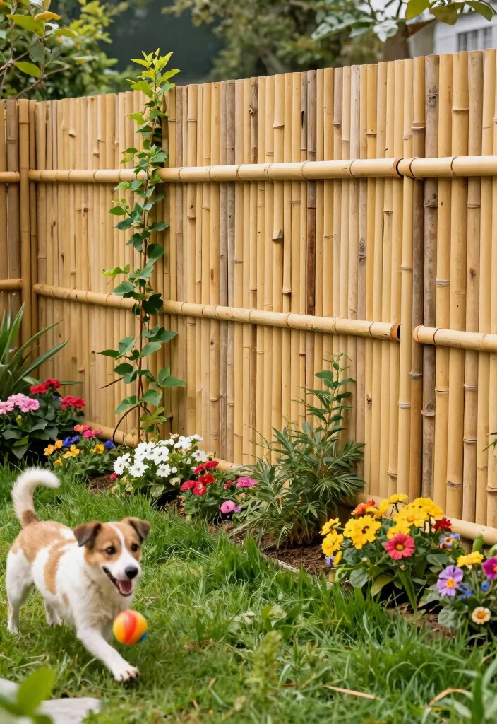 12 Dog Yard Fence Ideas That Keep Diggers In and Out of View - 3. Eco-Friendly Bamboo Fencing 1