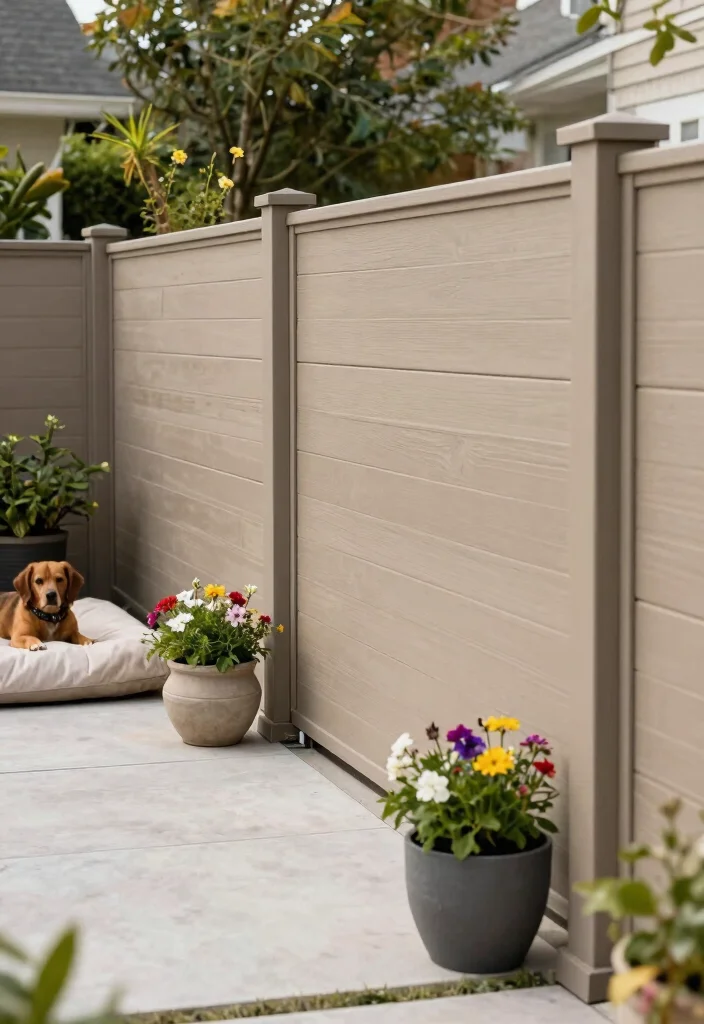 12 Dog Yard Fence Ideas That Keep Diggers In and Out of View - 6. Modern Composite Fencing 1