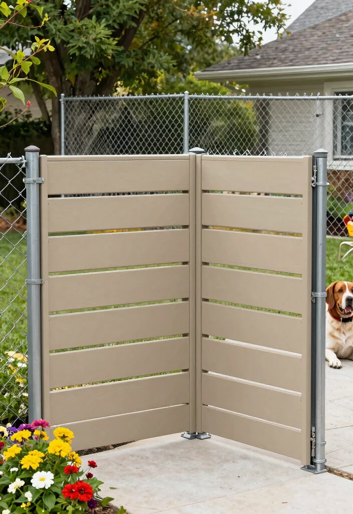 12 Dog Yard Fence Ideas That Keep Diggers In and Out of View - 9. Stylish Chain Link with Privacy Slats 1
