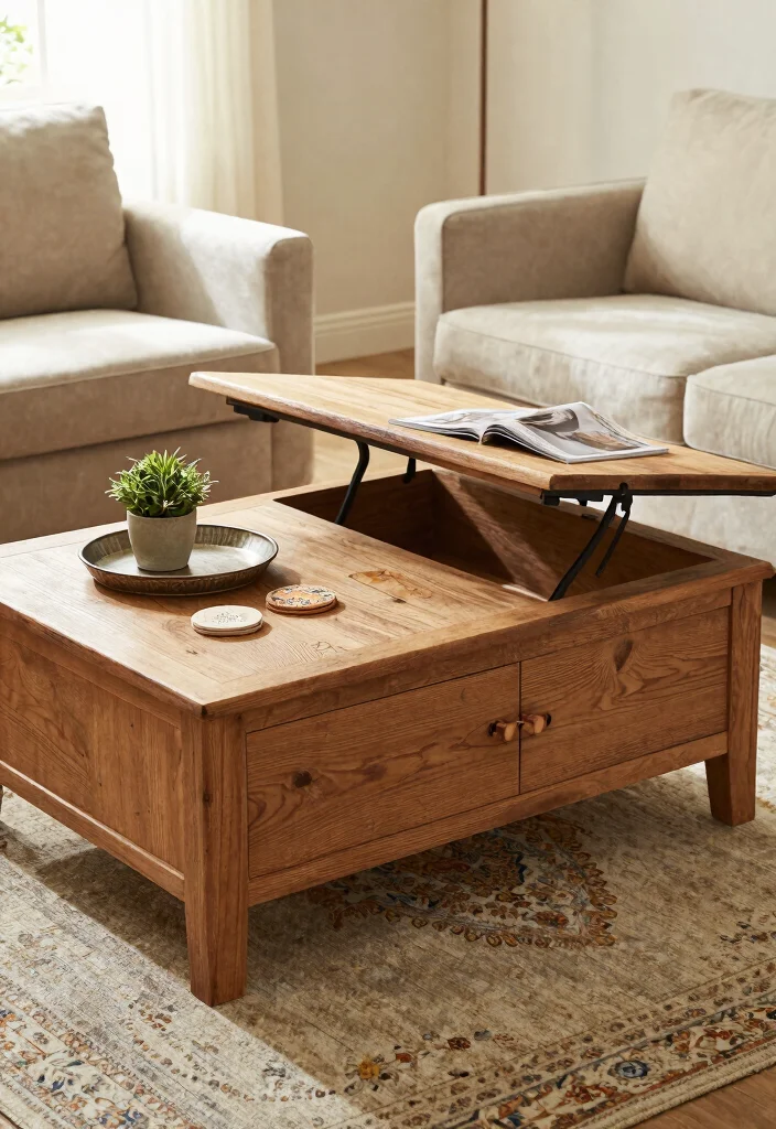 12 Farmhouse Coffee Table Ideas That Hide Clutter and Remotes - 1. Coffee Tables with Built-in Storage 1