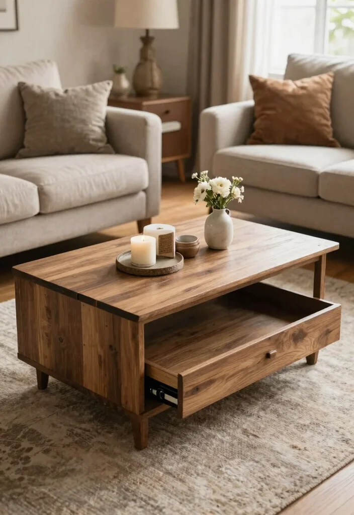 12 Farmhouse Coffee Table Ideas That Hide Clutter and Remotes - 9. Multi-Functional Coffee Tables 1