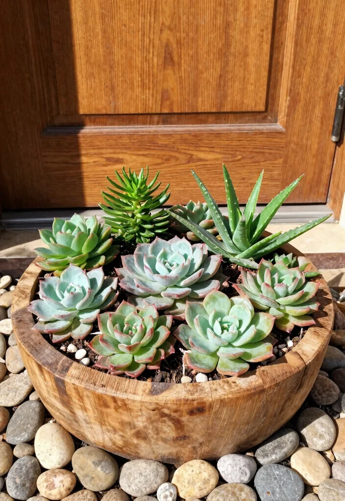 12 Front Door Planter Ideas That Survive Without Daily Watering - 1. Succulent Haven 1