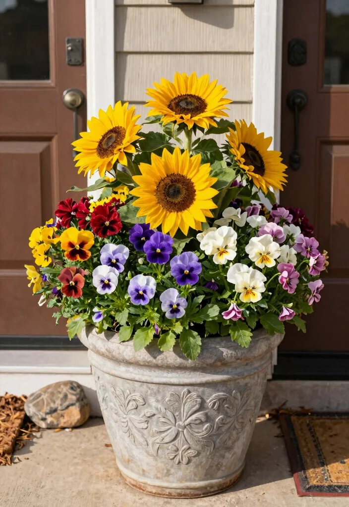 12 Front Door Planter Ideas That Survive Without Daily Watering - 5. Seasonal Color Burst 1