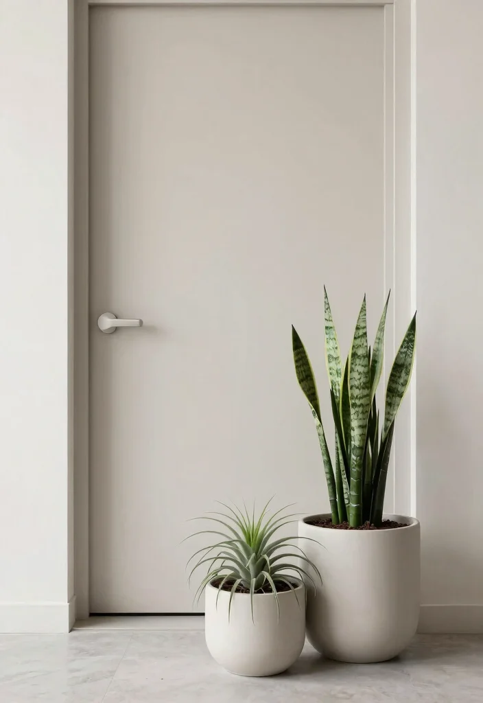 12 Front Door Planter Ideas That Survive Without Daily Watering - 6. Minimalist Greenery 1