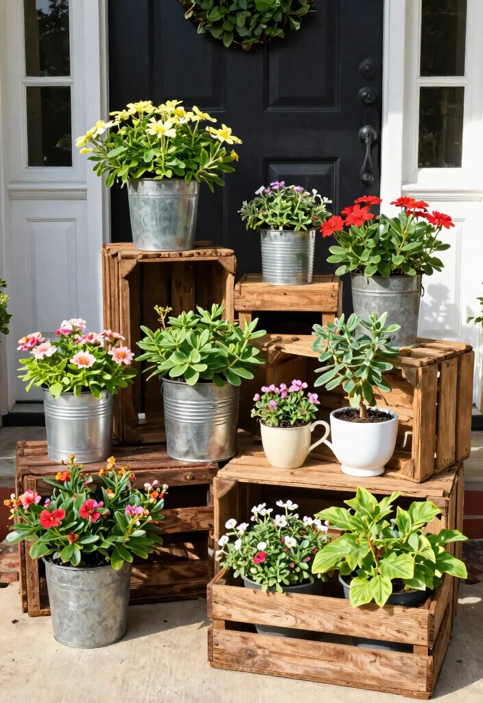 12 Front Door Planter Ideas That Survive Without Daily Watering - 9. Vintage Charm 1