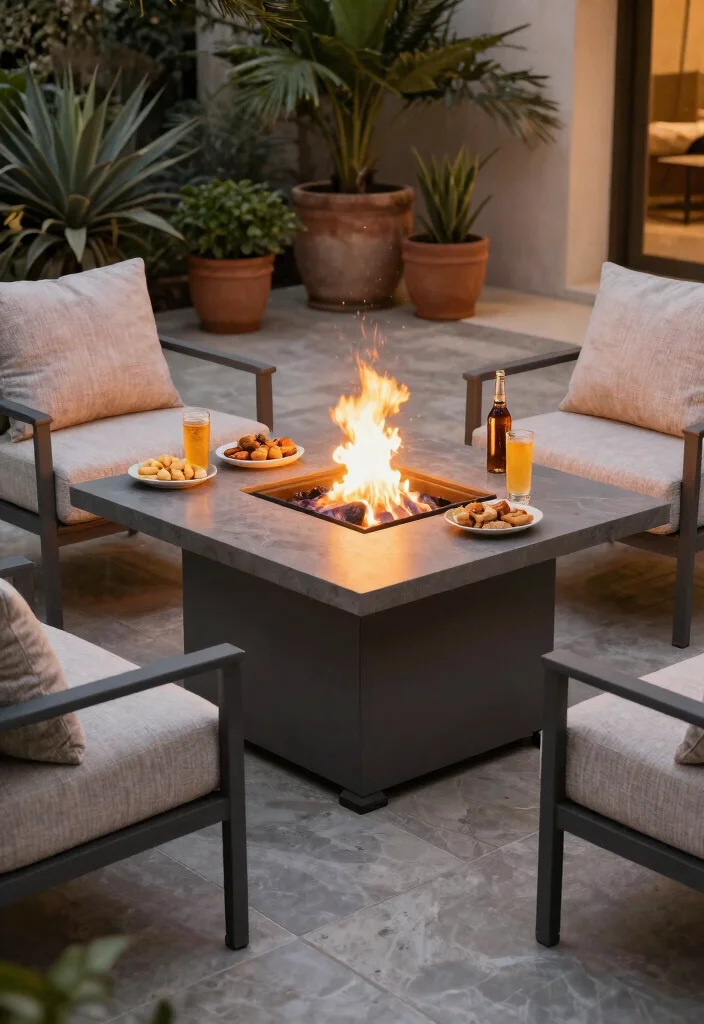 12 Inground Fire Pit Ideas That Stay Safe and Look Built-In - 5. Multi-Functional Fire Pit Table 1