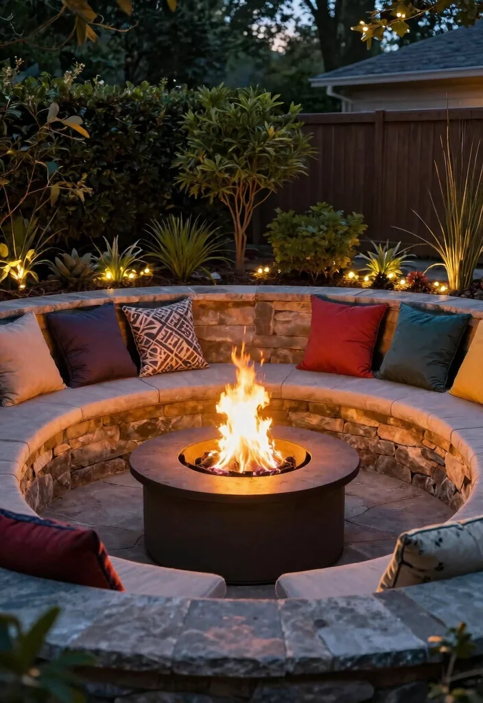 12 Inground Fire Pit Ideas That Stay Safe and Look Built-In - 9. Fire Pit with Seating Walls 1