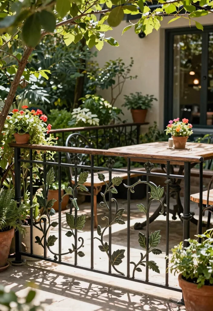 12 Iron Railings Outdoor Concepts That Don't Rust or Need Constant Paint - 3. Decorative Iron Railings with Nature Motifs 1