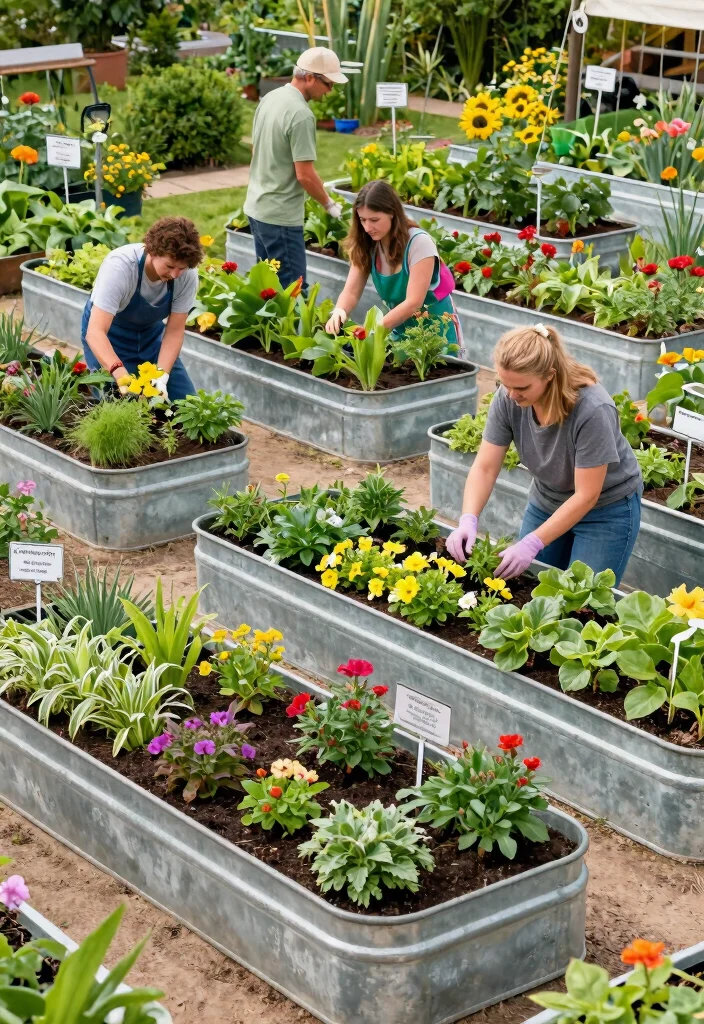 12 Metal Trough Planter Ideas That Don't Overheat Roots - 12. Community Garden Metal Troughs 1