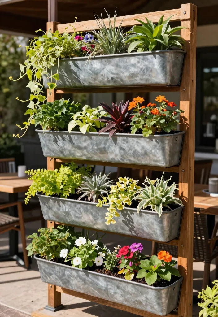 12 Metal Trough Planter Ideas That Don't Overheat Roots - 2. Vertical Metal Planter Wall 1