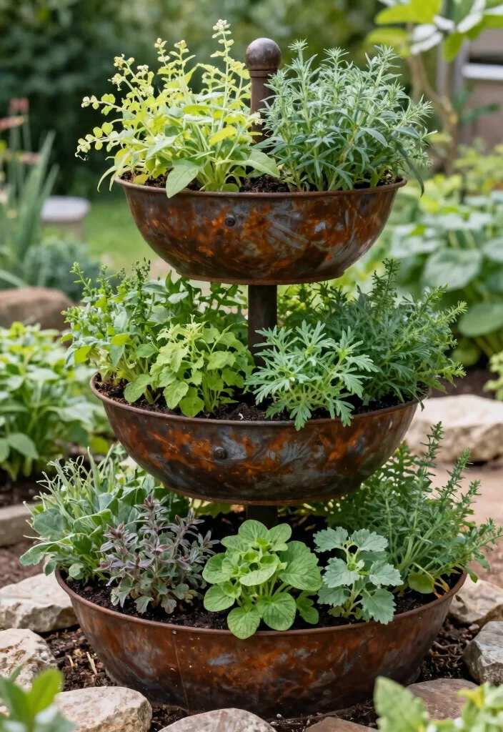 12 Metal Trough Planter Ideas That Don't Overheat Roots - 7. Herb Spiral with Metal Troughs 1