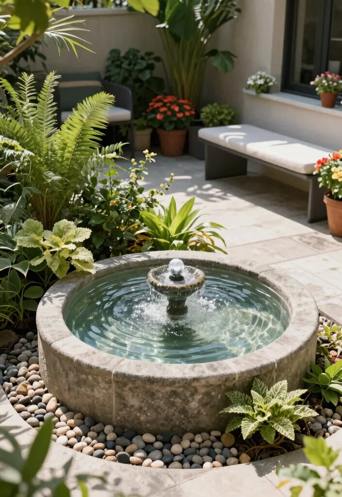 12 Mid Century Modern Terrace Ideas for Small Outdoor Spaces - 9. Consider Water Features 1