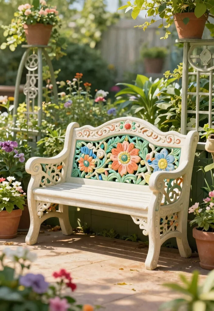 12 Outdoor Potting Bench Ideas That Keep All Your Tools in One Spot - 12. Decorative Potting Bench 1