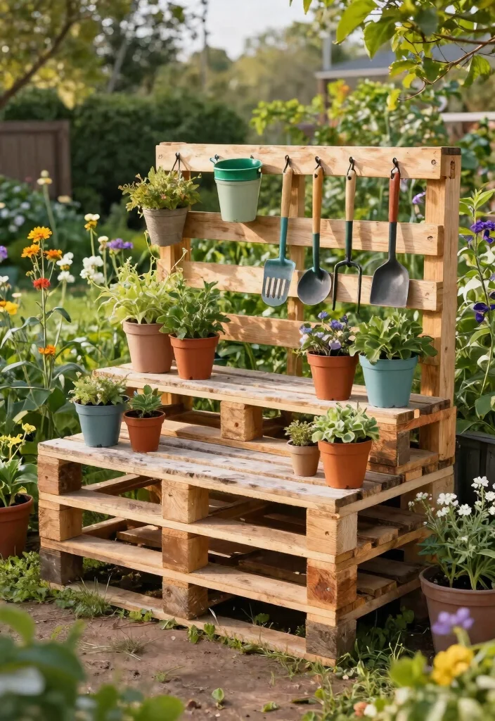 12 Outdoor Potting Bench Ideas That Keep All Your Tools in One Spot - 7. Pallet Potting Bench 1