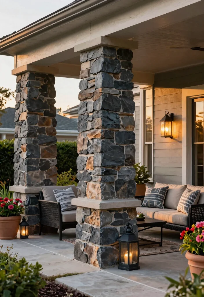 12 Porch Post Wraps That Hide Damaged or Outdated Columns - 3. Faux Stone Wraps 1