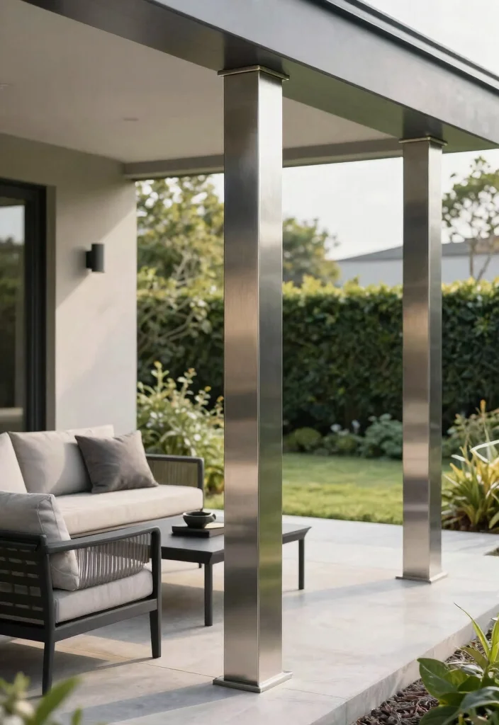 12 Porch Post Wraps That Hide Damaged or Outdated Columns - 5. Clean and Modern Metal Wraps 1