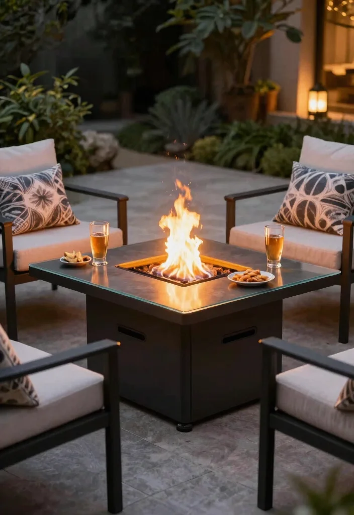 12 Propane Fire Pit Ideas That Light Instantly Without Smoke - 3. Fire Pit Table Combo 1